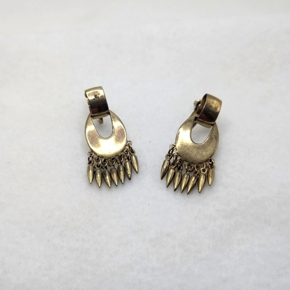 Vintage Gold Tone Dangling Clip On Earrings - Picture 1 of 5